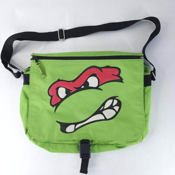Teenage Mutant Ninja Turtles Messenger Bag 2009 Bioworld Raphael Donatello Green - Picture 1 of 12